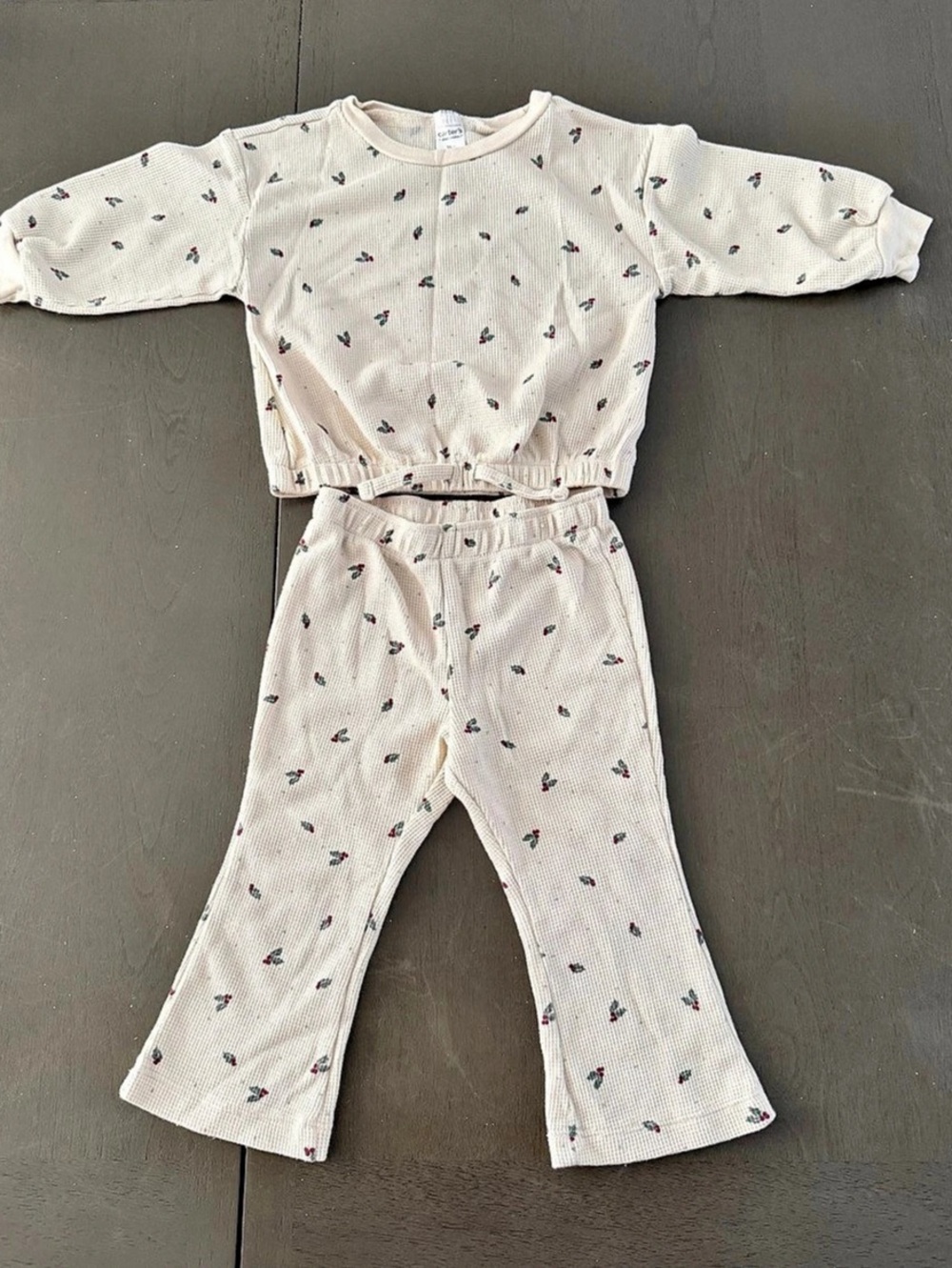 Carter's Waffle Knit Holly Berry Print Set